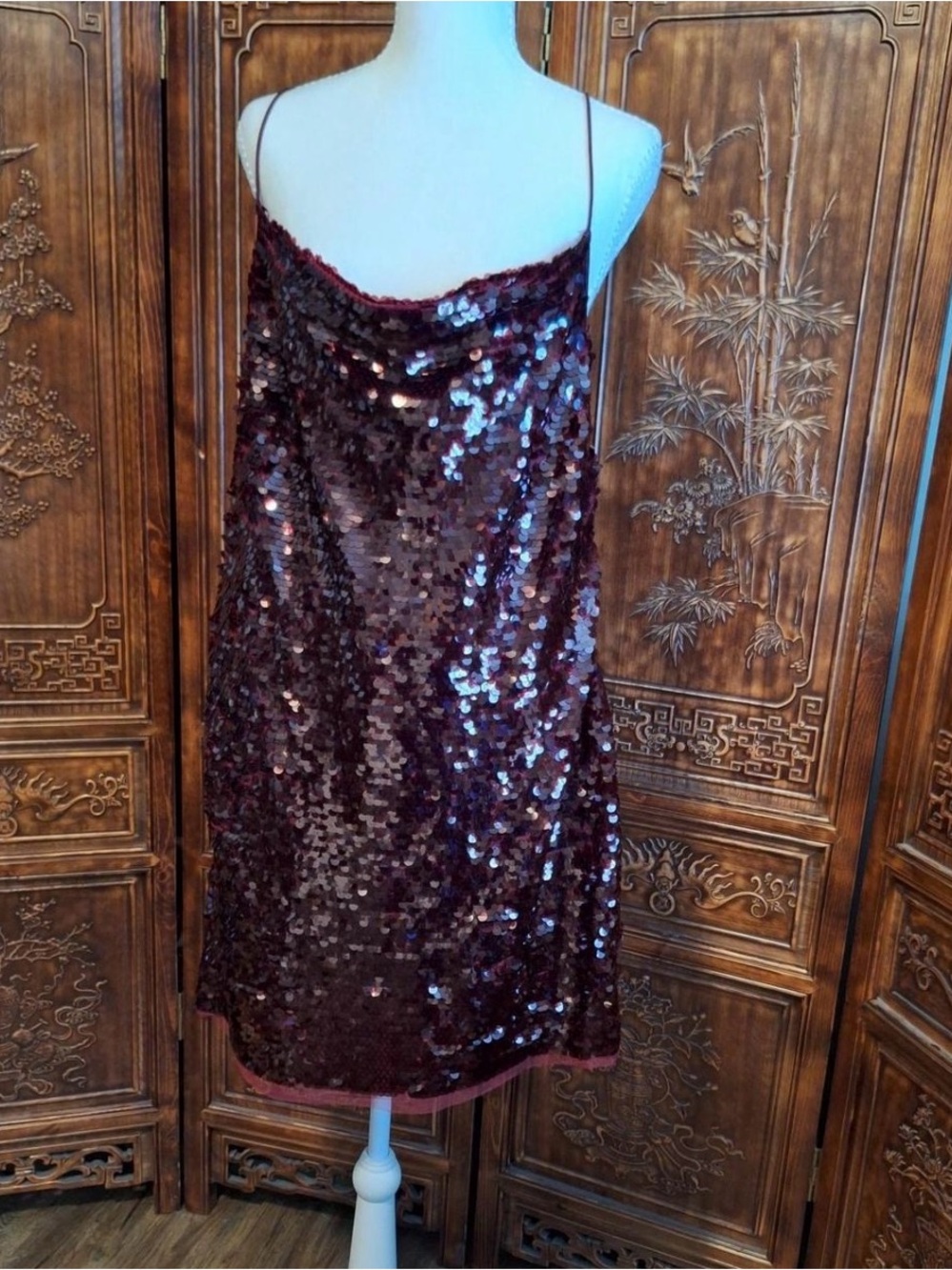 NWT Wild Fable Sequined Burgundy Slip Dress Xl